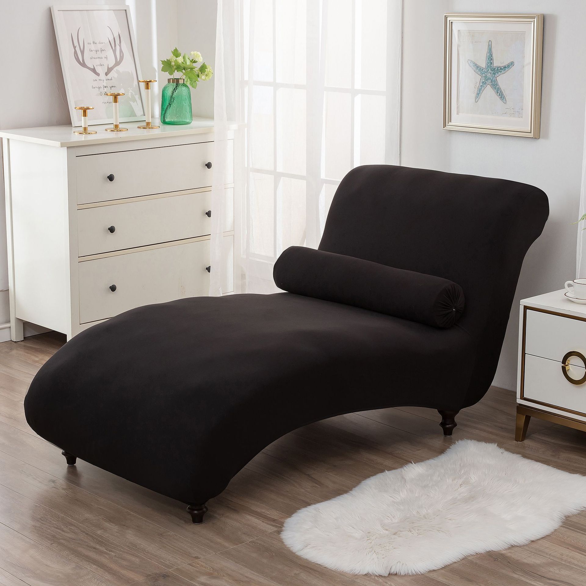 HKM-113811 All-Inclusive Stretch Armless Sofa Cover - Multiple Solid Color Options with Recliner Cover and Pillowcase