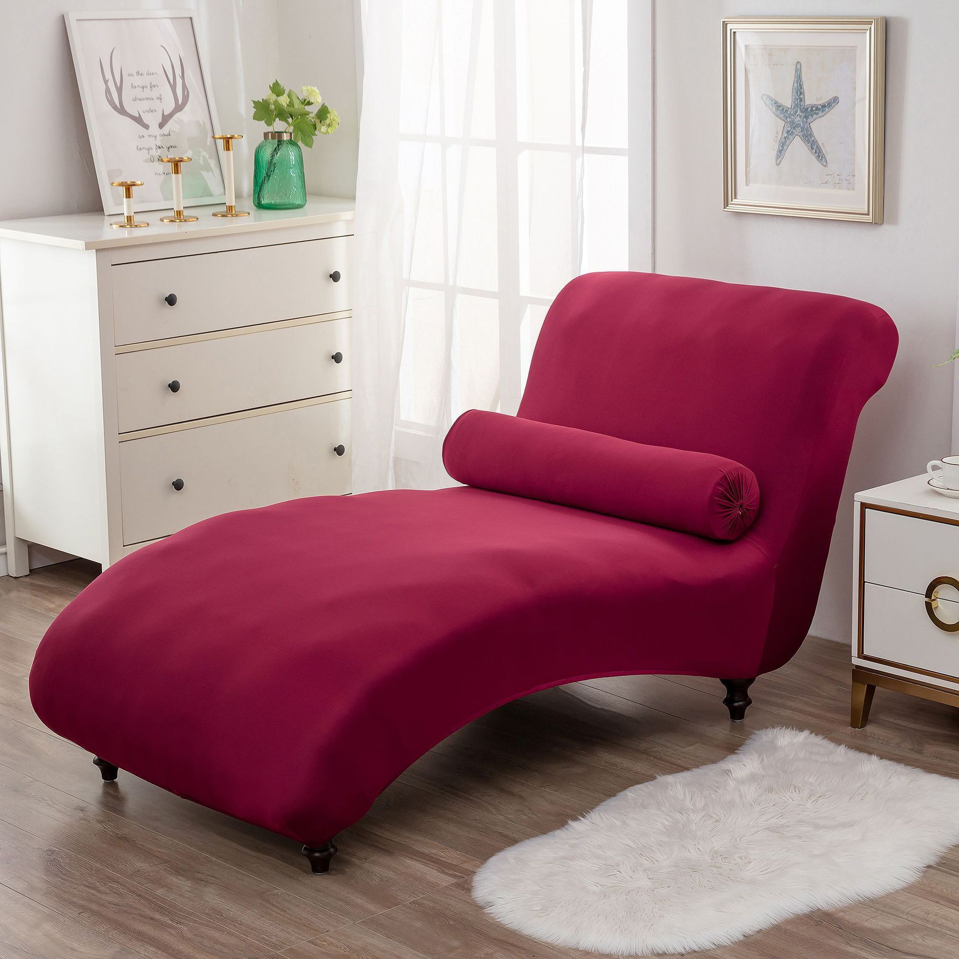 HKM-113811 All-Inclusive Stretch Armless Sofa Cover - Multiple Solid Color Options with Recliner Cover and Pillowcase