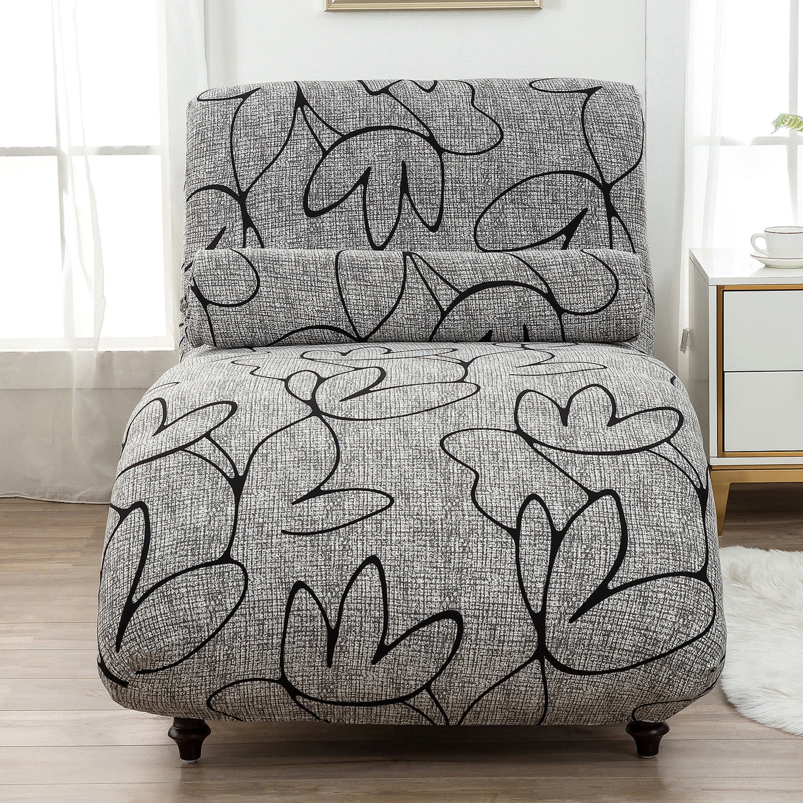 HKM-113811 All-Inclusive Stretch Armless Sofa Cover - Multiple Solid Color Options with Recliner Cover and Pillowcase