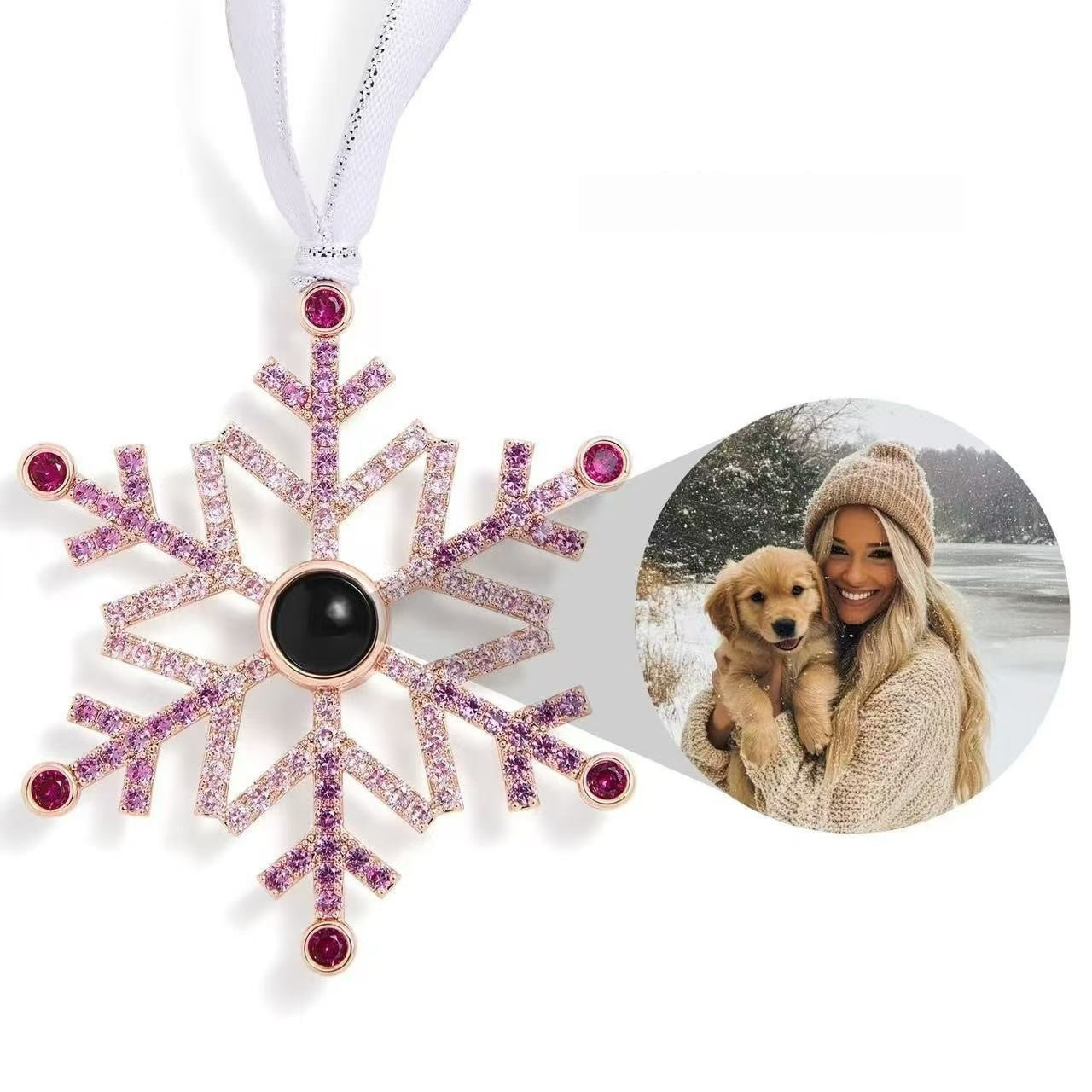 HKM-113875 Snowflake Projection Necklace in Silver, Rose Gold, and Gold - Elegant Alloy Design