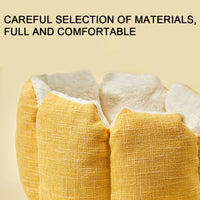 HKM-113875 Warm and Comfortable Cat Litter Nest with Imitation Linen and Flannel Filling, 40x40x25 cm