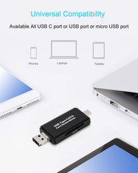 HKM-113939 USB 3.0 Card Reader for SD and TF Memory Cards - Plug and Play Type-C Interface, Black