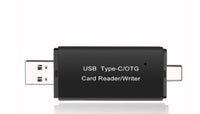 HKM-113939 USB 3.0 Card Reader for SD and TF Memory Cards - Plug and Play Type-C Interface, Black