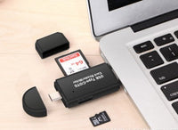 HKM-113939 USB 3.0 Card Reader for SD and TF Memory Cards - Plug and Play Type-C Interface, Black