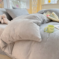 HKM-114067 Solid Color Soft Double-sided Velvet Quilt Cover for Winter Warmth