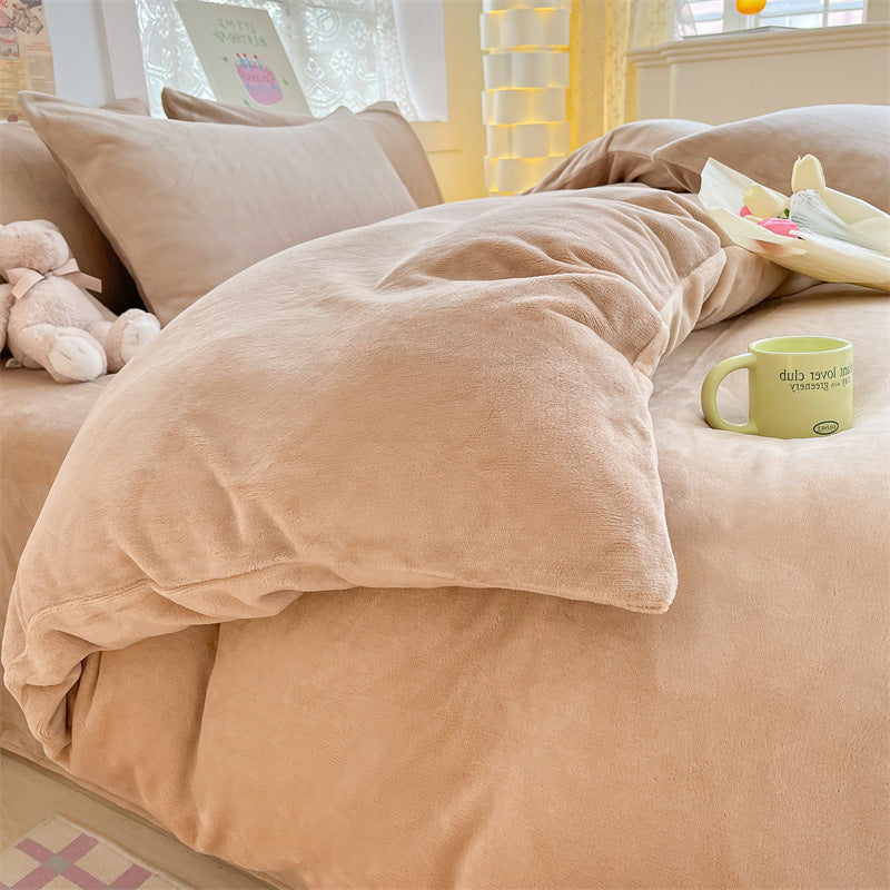 HKM-114067 Solid Color Soft Double-sided Velvet Quilt Cover for Winter Warmth