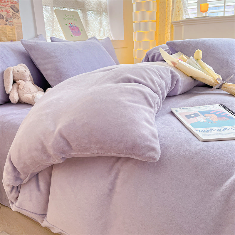 HKM-114067 Solid Color Soft Double-sided Velvet Quilt Cover for Winter Warmth