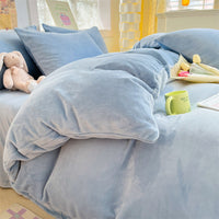 HKM-114067 Solid Color Soft Double-sided Velvet Quilt Cover for Winter Warmth