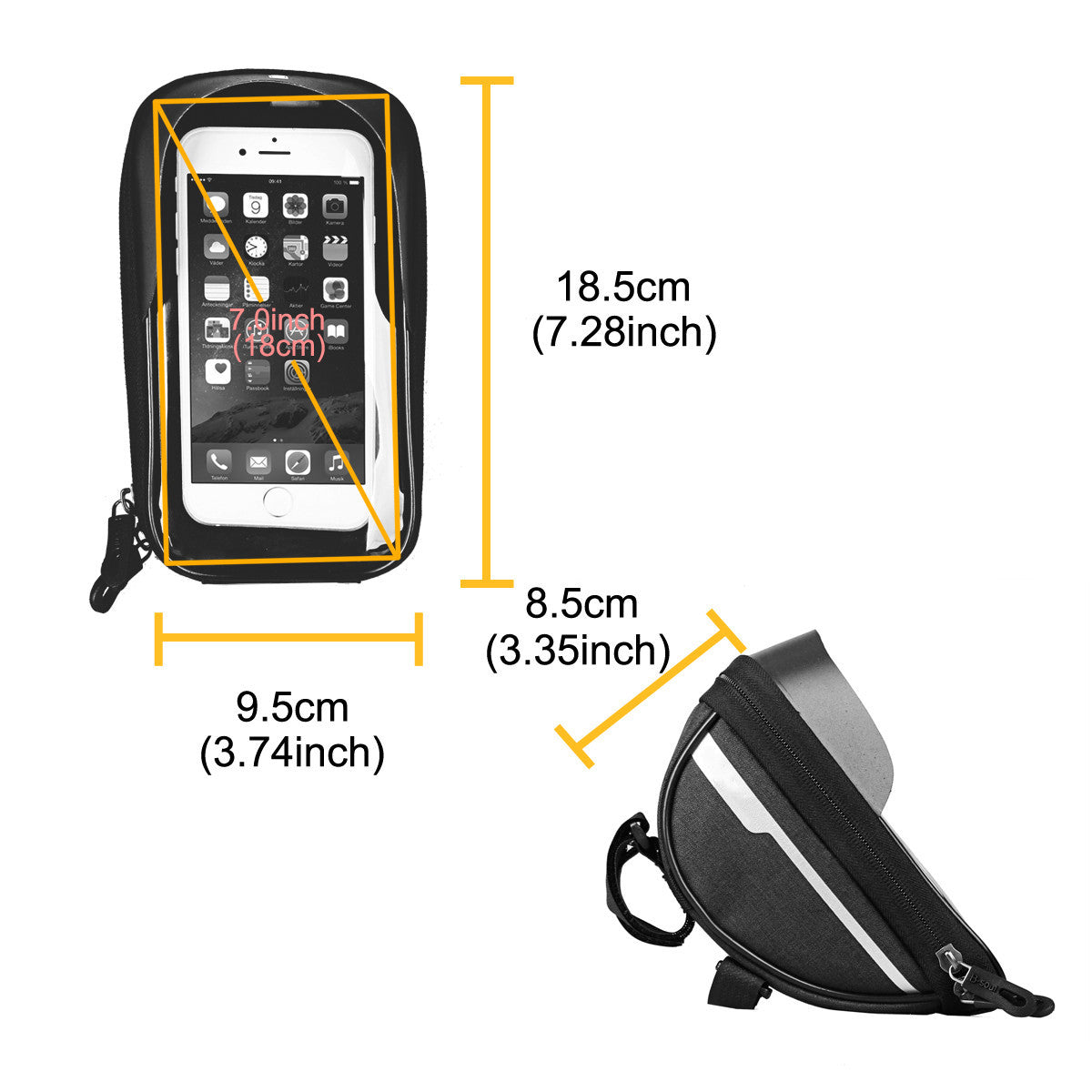 HKM-114131 Bicycle Mobile Phone Holder with Touch Screen - Fits Most Phones Up to 6.4 Inches - Lightweight and Stylish