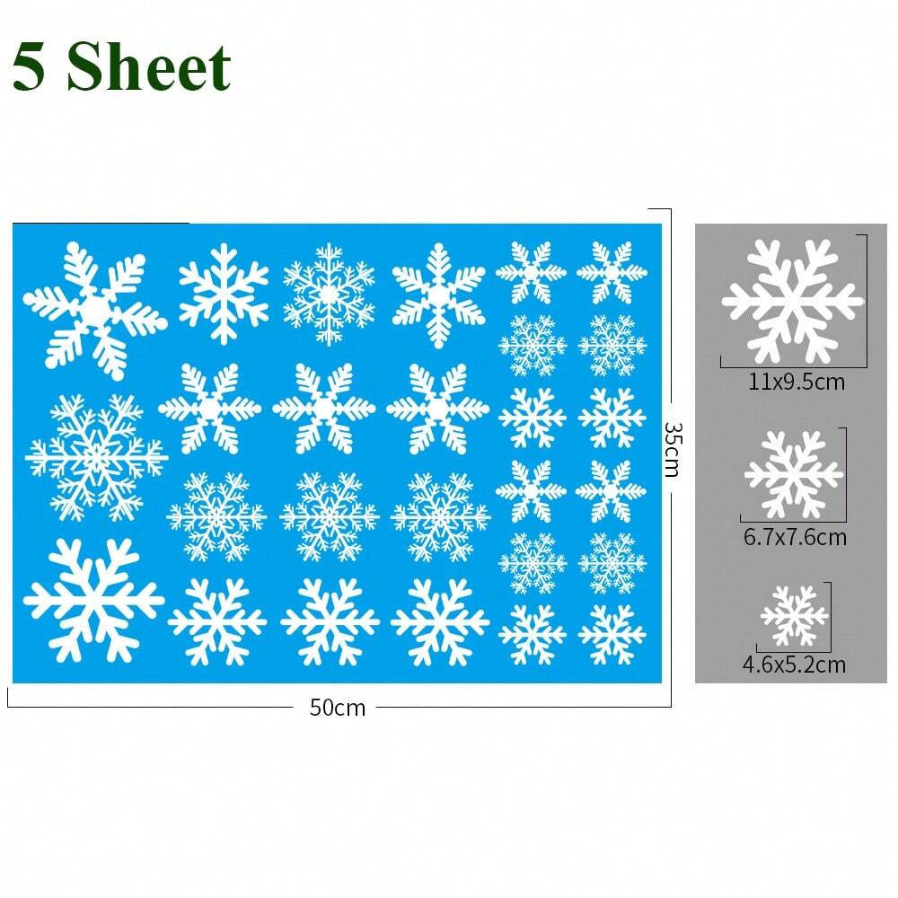 HKM-114195 135 Pcs Christmas Snowflakes Window Clings - Static Decals for Holiday Decorations and Party Supplies