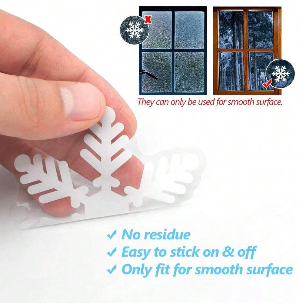 HKM-114195 135 Pcs Christmas Snowflakes Window Clings - Static Decals for Holiday Decorations and Party Supplies