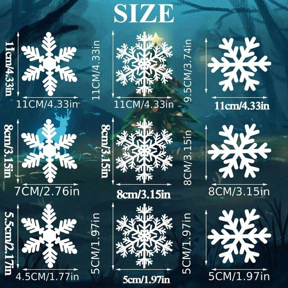 HKM-114195 135 Pcs Christmas Snowflakes Window Clings - Static Decals for Holiday Decorations and Party Supplies