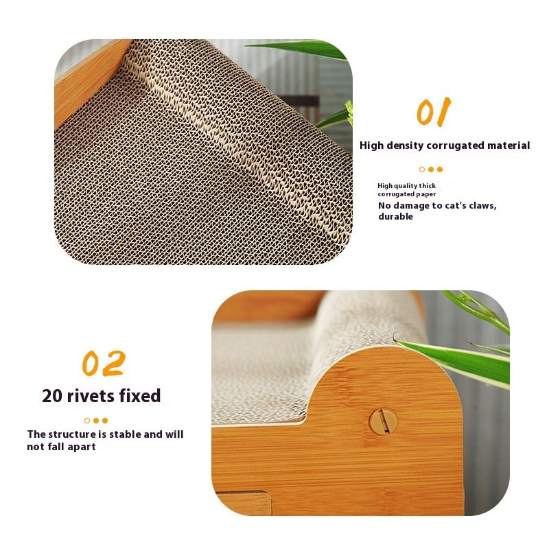HKM-114195 Luxury Double Layer Corrugated Paper Cat House with Double Ball and Double Door Design