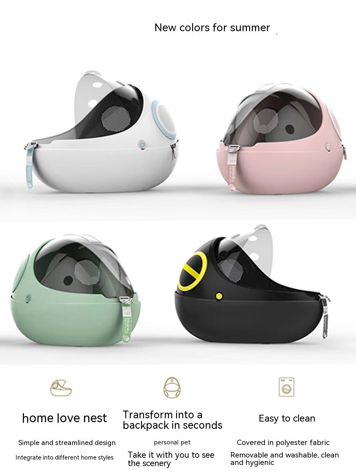 HKM-114259 Transparent Space Capsule Cat Backpack - Breathable Portable Pet Nest in Various Colors