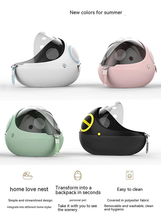 HKM-114259 Transparent Space Capsule Cat Backpack - Breathable Portable Pet Nest in Various Colors