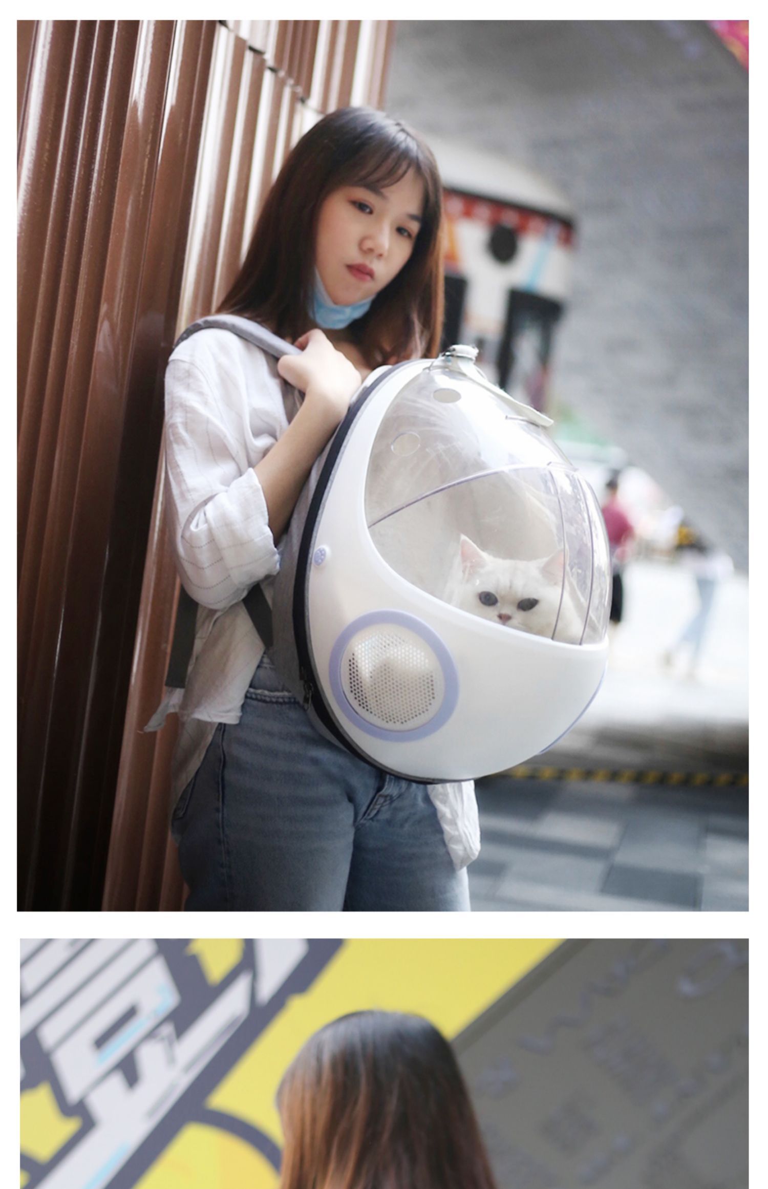 HKM-114259 Transparent Space Capsule Cat Backpack - Breathable Portable Pet Nest in Various Colors