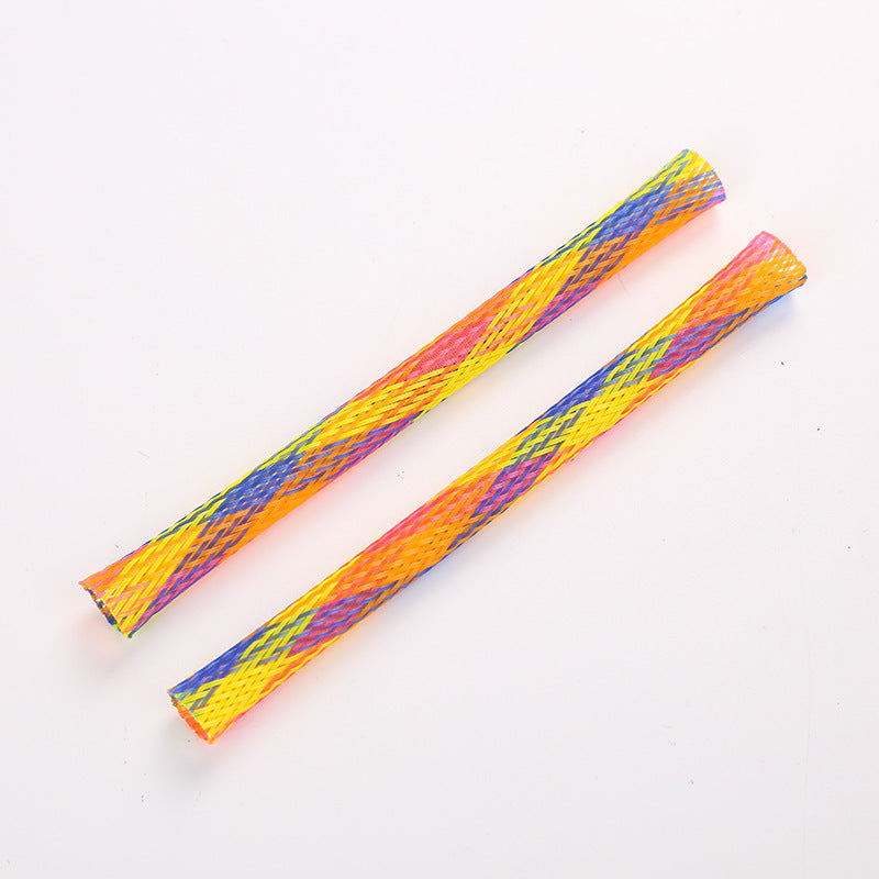 HKM-114387 Interactive Telescopic Cat Spring Toys - Nylon, Random Colors, 10 Pack, 13cm Length