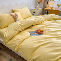HKM-114387 Washed Cotton Japanese Plaid Bedding Set - Four-Piece Available in Multiple Color Combinations