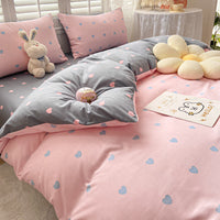 HKM-114387 Washed Cotton Japanese Plaid Bedding Set - Four-Piece Available in Multiple Color Combinations