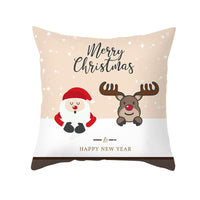 HKM-114451 Cartoon Printed Peach Skin Christmas Pillowcase, 45x45cm