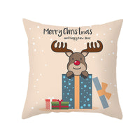 HKM-114451 Cartoon Printed Peach Skin Christmas Pillowcase, 45x45cm
