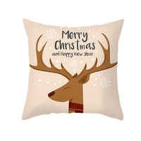 HKM-114451 Cartoon Printed Peach Skin Christmas Pillowcase, 45x45cm