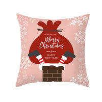 HKM-114451 Cartoon Printed Peach Skin Christmas Pillowcase, 45x45cm