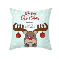 HKM-114451 Cartoon Printed Peach Skin Christmas Pillowcase, 45x45cm