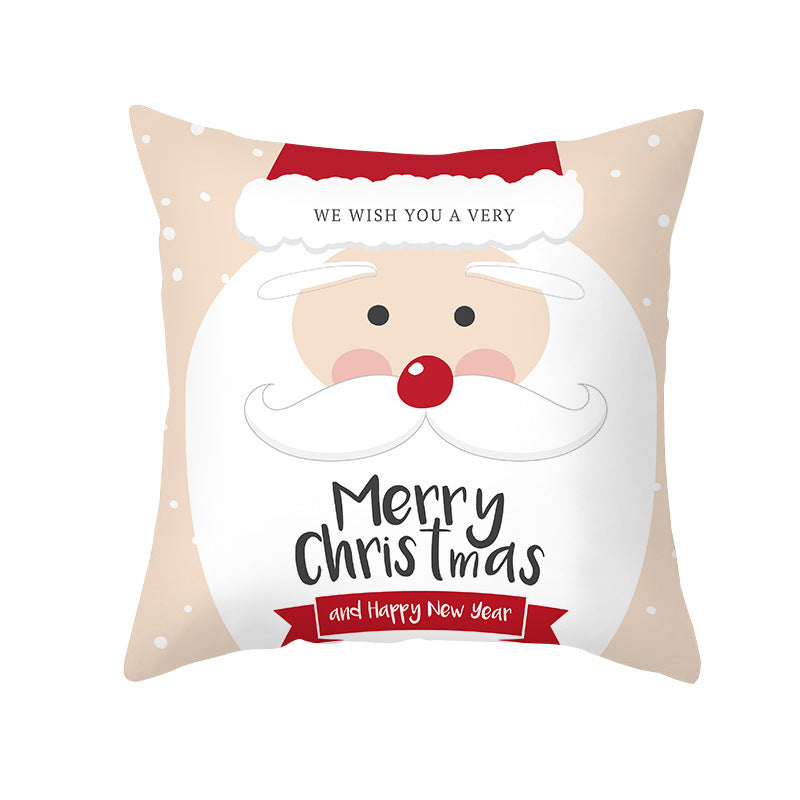 HKM-114451 Cartoon Printed Peach Skin Christmas Pillowcase, 45x45cm