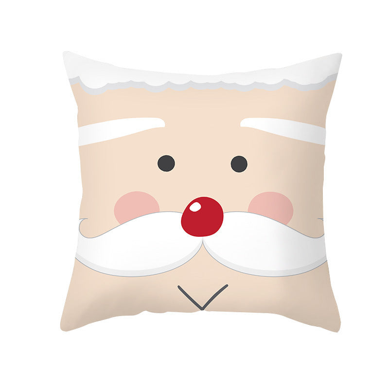 HKM-114451 Cartoon Printed Peach Skin Christmas Pillowcase, 45x45cm