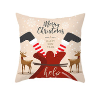 HKM-114451 Cartoon Printed Peach Skin Christmas Pillowcase, 45x45cm