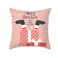 HKM-114451 Cartoon Printed Peach Skin Christmas Pillowcase, 45x45cm
