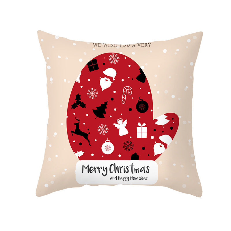 HKM-114451 Cartoon Printed Peach Skin Christmas Pillowcase, 45x45cm