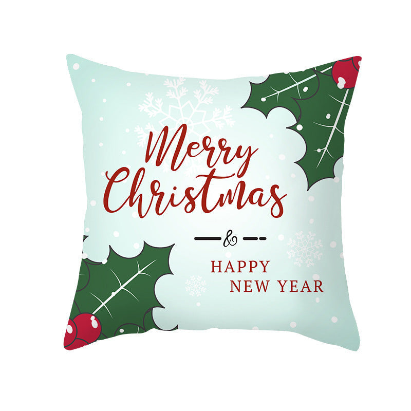HKM-114451 Cartoon Printed Peach Skin Christmas Pillowcase, 45x45cm