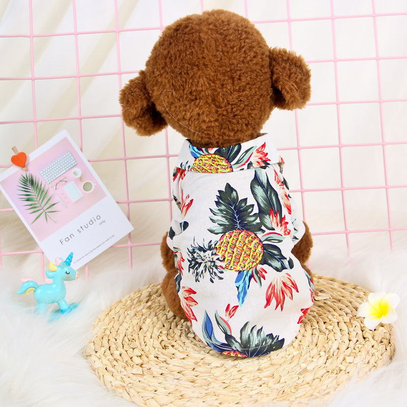 HKM-114579 Hawaiian Print Casual Dog Shirt for Small Dogs and Cats - Breathable, Comfortable, Easy to Wear