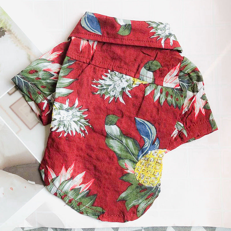 HKM-114579 Hawaiian Print Casual Dog Shirt for Small Dogs and Cats - Breathable, Comfortable, Easy to Wear