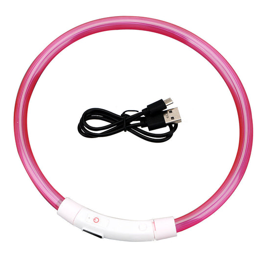 HKM-114579 USB Rechargeable Pet Luminous Collar with Three Flashing Modes - Adjustable Length 50 cm