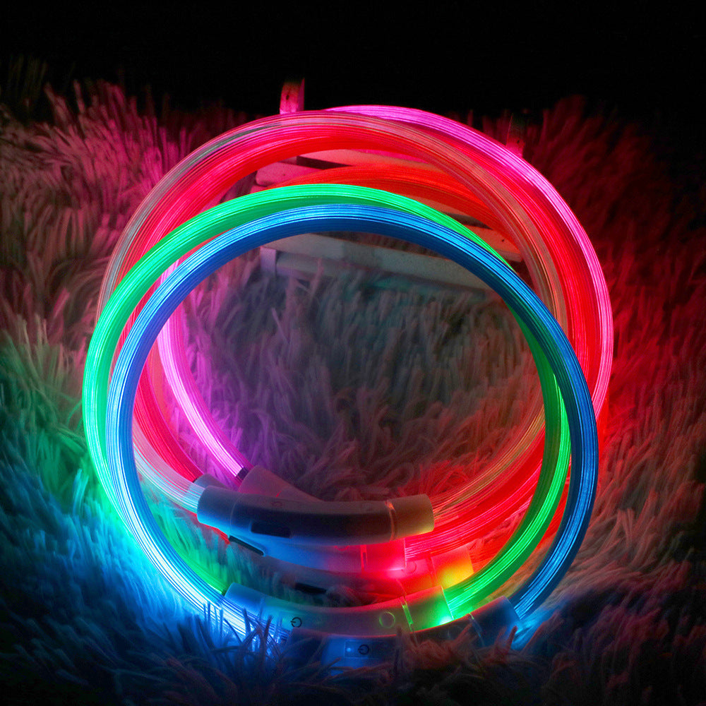 HKM-114579 USB Rechargeable Pet Luminous Collar with Three Flashing Modes - Adjustable Length 50 cm