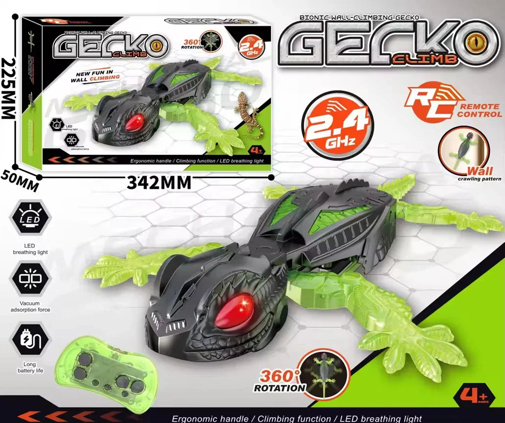 HKM-114707 Rechargeable Infrared Remote Control Wall Climbing Gecko RC Toy - Indoor/Outdoor Fun for Ages 2 and Up