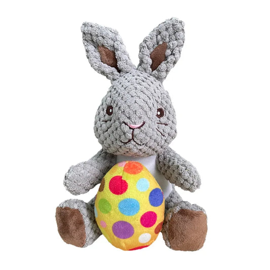 KTX-114899 Cute Plush Easter Bunny Dog Toy - Interactive Sound, Soft Polyester, Ideal for Home Decoration