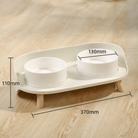 HKM-114899 Tilted Double Pet Bowls for Cats and Dogs - Adjustable Spill-Proof Feeder Dish