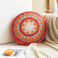 HKM-115027 Moroccan Hand-Embroidered Round Pillow Cover in Various Colors - 45cm