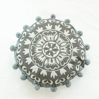 HKM-115027 Moroccan Hand-Embroidered Round Pillow Cover in Various Colors - 45cm