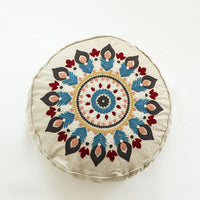 HKM-115027 Moroccan Hand-Embroidered Round Pillow Cover in Various Colors - 45cm