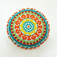 HKM-115027 Moroccan Hand-Embroidered Round Pillow Cover in Various Colors - 45cm