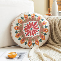 HKM-115027 Moroccan Hand-Embroidered Round Pillow Cover in Various Colors - 45cm
