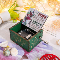 HKM-115347 Hand-Cranked Wooden Music Box with Christmas Melodies, Plywood Design