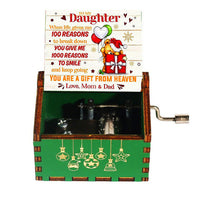 HKM-115347 Hand-Cranked Wooden Music Box with Christmas Melodies, Plywood Design