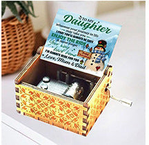 HKM-115347 Hand-Cranked Wooden Music Box with Christmas Melodies, Plywood Design