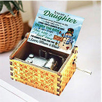 HKM-115347 Hand-Cranked Wooden Music Box with Christmas Melodies, Plywood Design